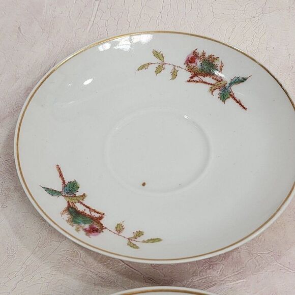 1800s HAVILAND & Co LIMOGES Moss Rose Lg. Sugar & lid 4 tea Cups Rope & Anchor - Picture 8 of 16